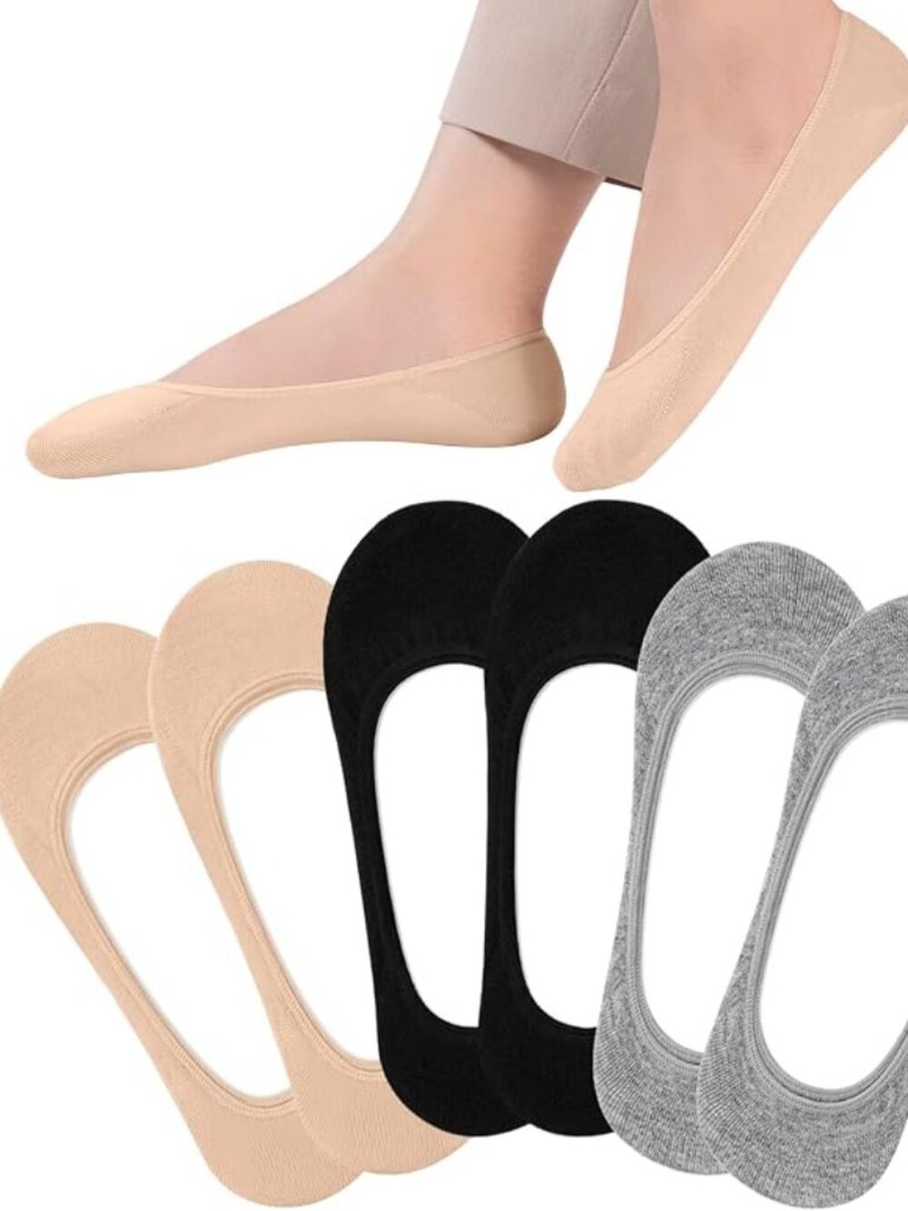 6 Pairs No Show Socks Womens Invisible Ultra Low Cut Liners Soft
